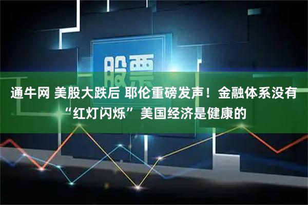 通牛网 美股大跌后 耶伦重磅发声！金融体系没有“红灯闪烁” 美国经济是健康的